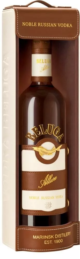 белуга аллюр водка в кожанной подарочной коробке (beluga allure in gift box) фото - магазин Krasnikov Wine