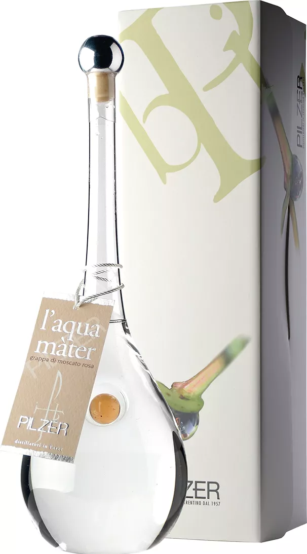 Фото Пицлер Граппа Л'аква матер виноградная водка в п\у (Pilzer L'aqua Mater Grappa di Moscato Rosa in gift box)