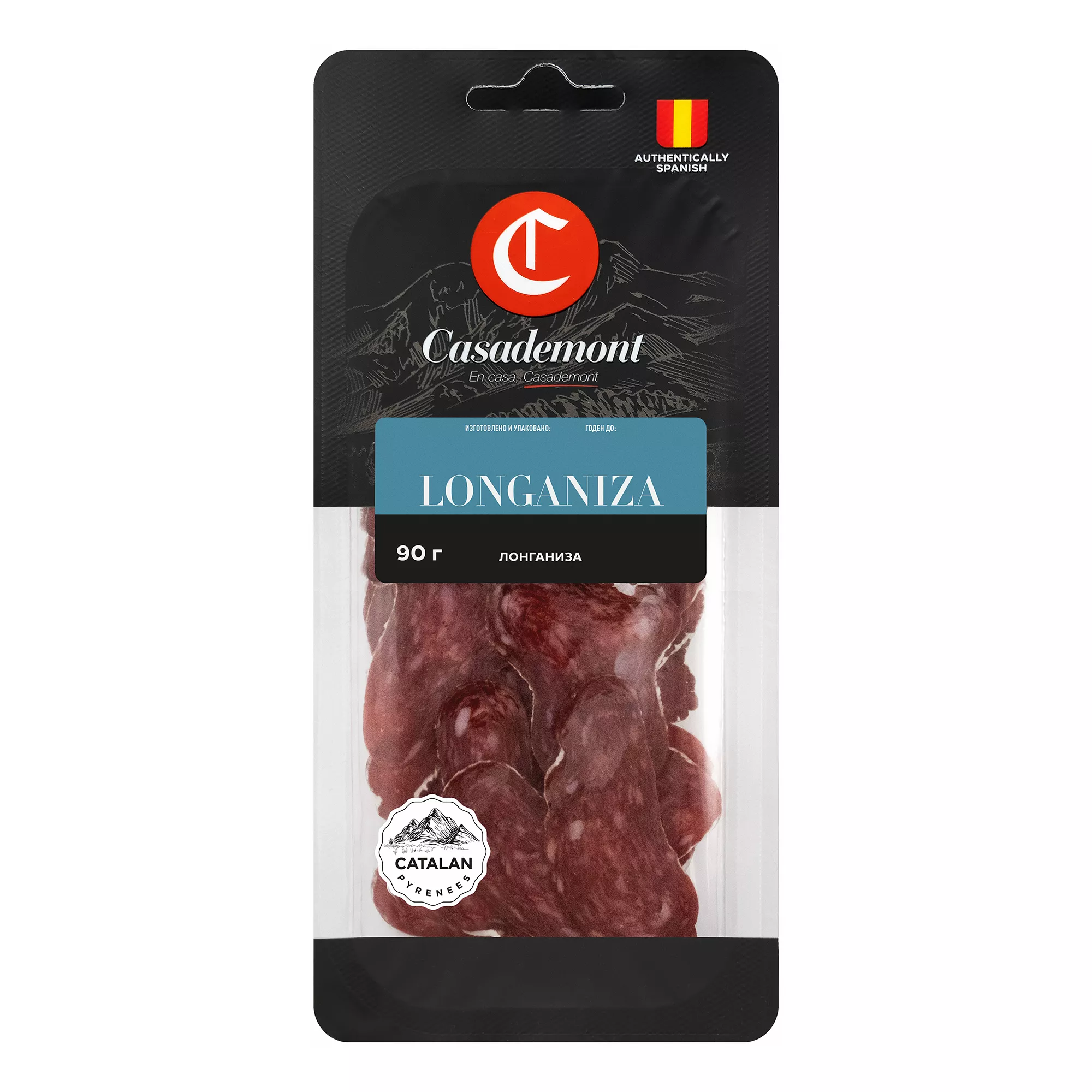 Казадемонт Лонганиза нарезка колбаса с/в сух 90 гр. (Casademont Longaniza sliced 90 gr.)