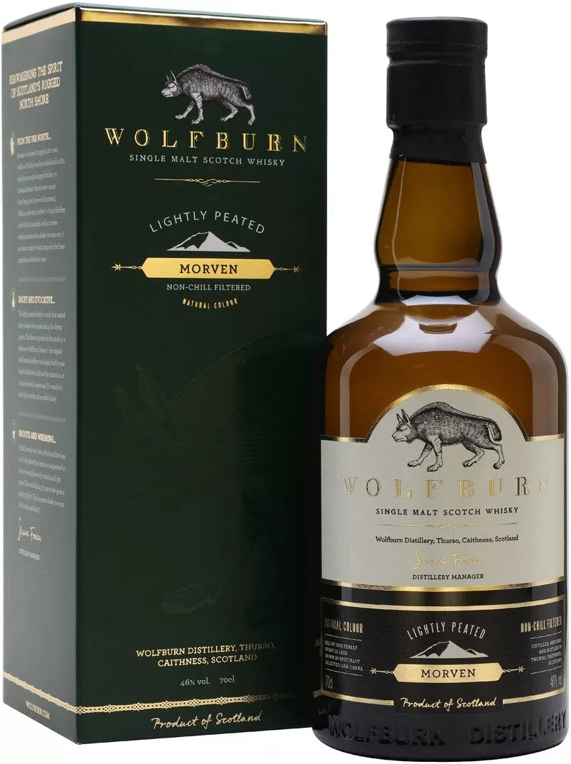 волфбёрн морвен виски шотландский односолодовый в п/у 0,7 л (wolfburn morven single malt scotch whisky in gift box) фото - магазин Krasnikov Wine