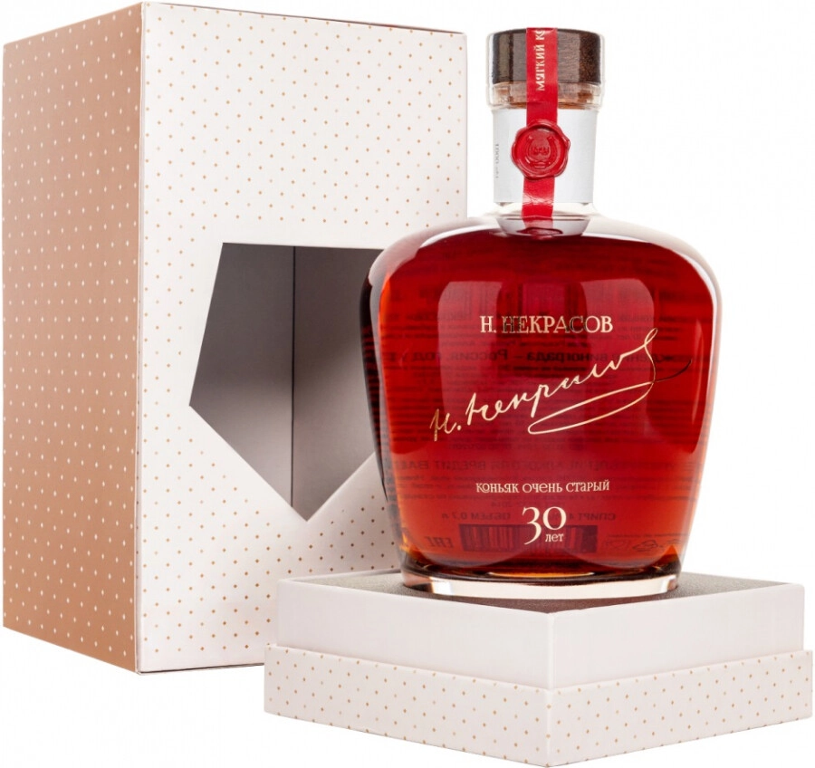 некрасов н. коньяк очень старый тридцатилетний в п\у 0,7 л (n.nekrasov 30 years old in gift box) фото - магазин Krasnikov Wine