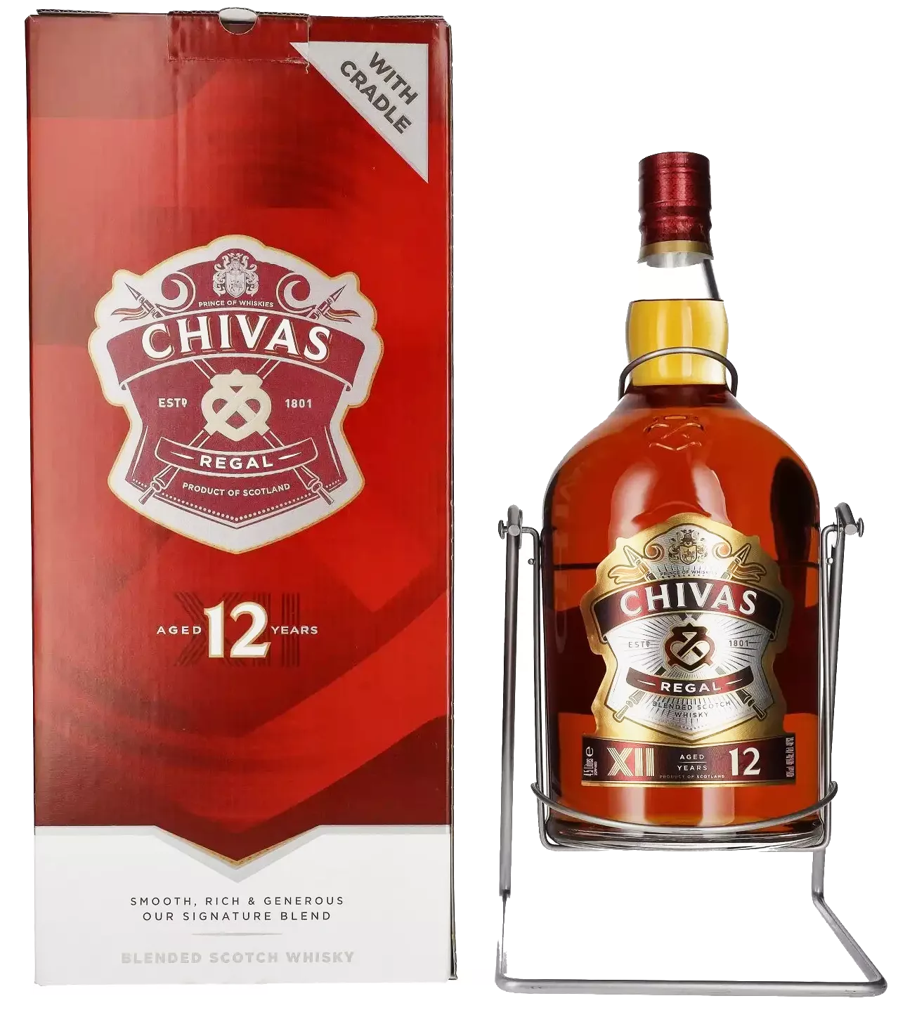 чивас ригал 12 лет виски в п/у 4,5 л (chivas regal 12 years old with cradle in gift box) фото - магазин Krasnikov Wine