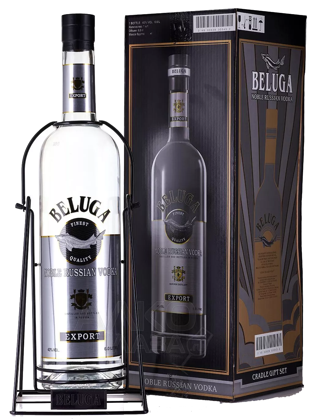 белуга нобл водка качеля в п/у 6 л (beluga noble with cradle in gift box) фото - магазин Krasnikov Wine