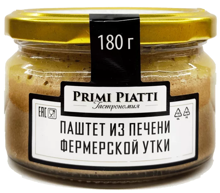 PRIMI PIATTI Паштет из печени фермерской утки 180 гр. 