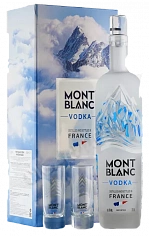 Фото Монблан Водка набор с рюмками (Mont Blanc Vodka in gift box with 2 shots)